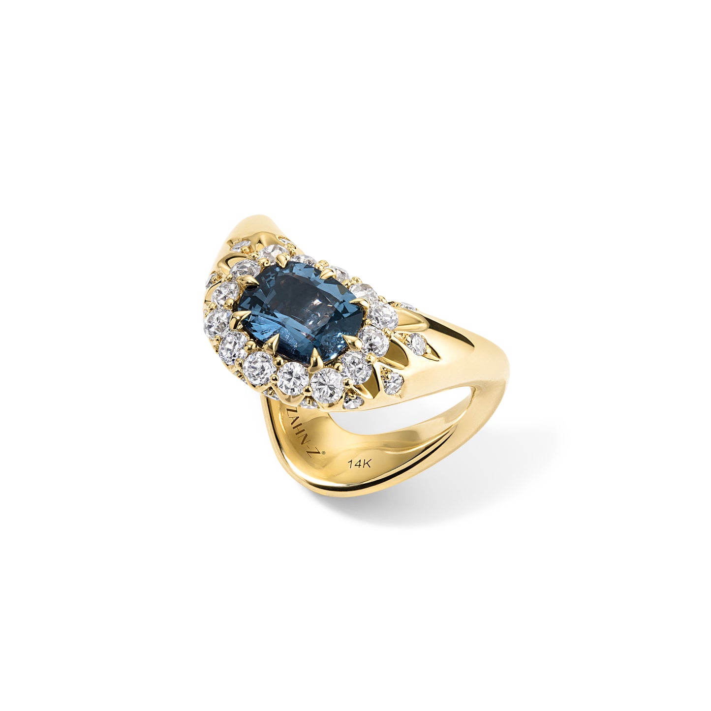 Big ZAHA Vintage Halo Cushion Cut Blue Spinel