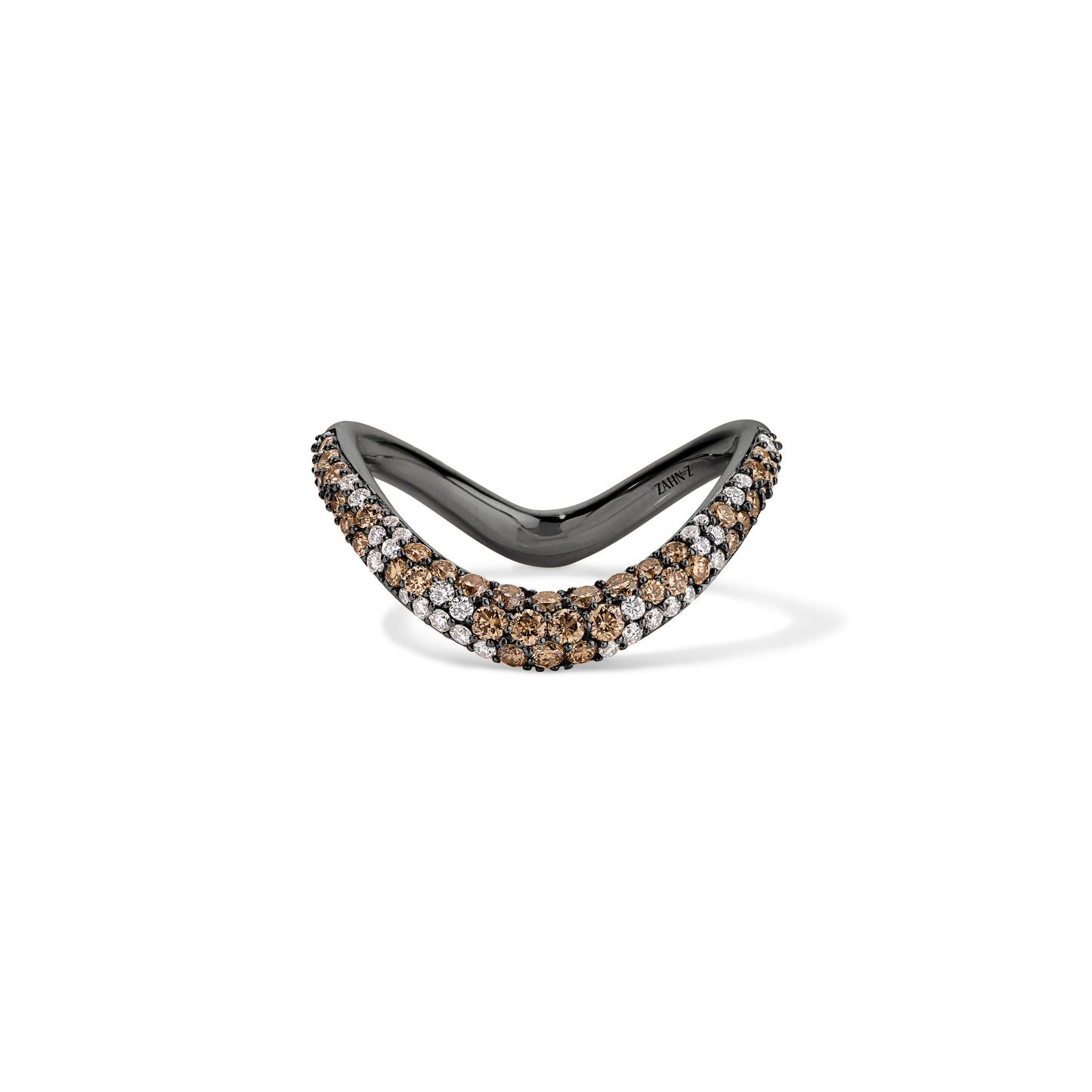 ZAHA's Mix Pavé Champagne Shadow Band Blackened Platinum