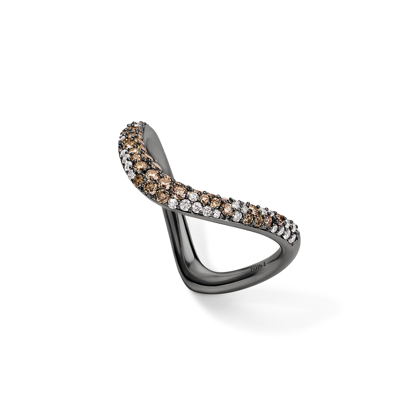 ZAHA's Mix Pavé Champagne Shadow Band Blackened Platinum