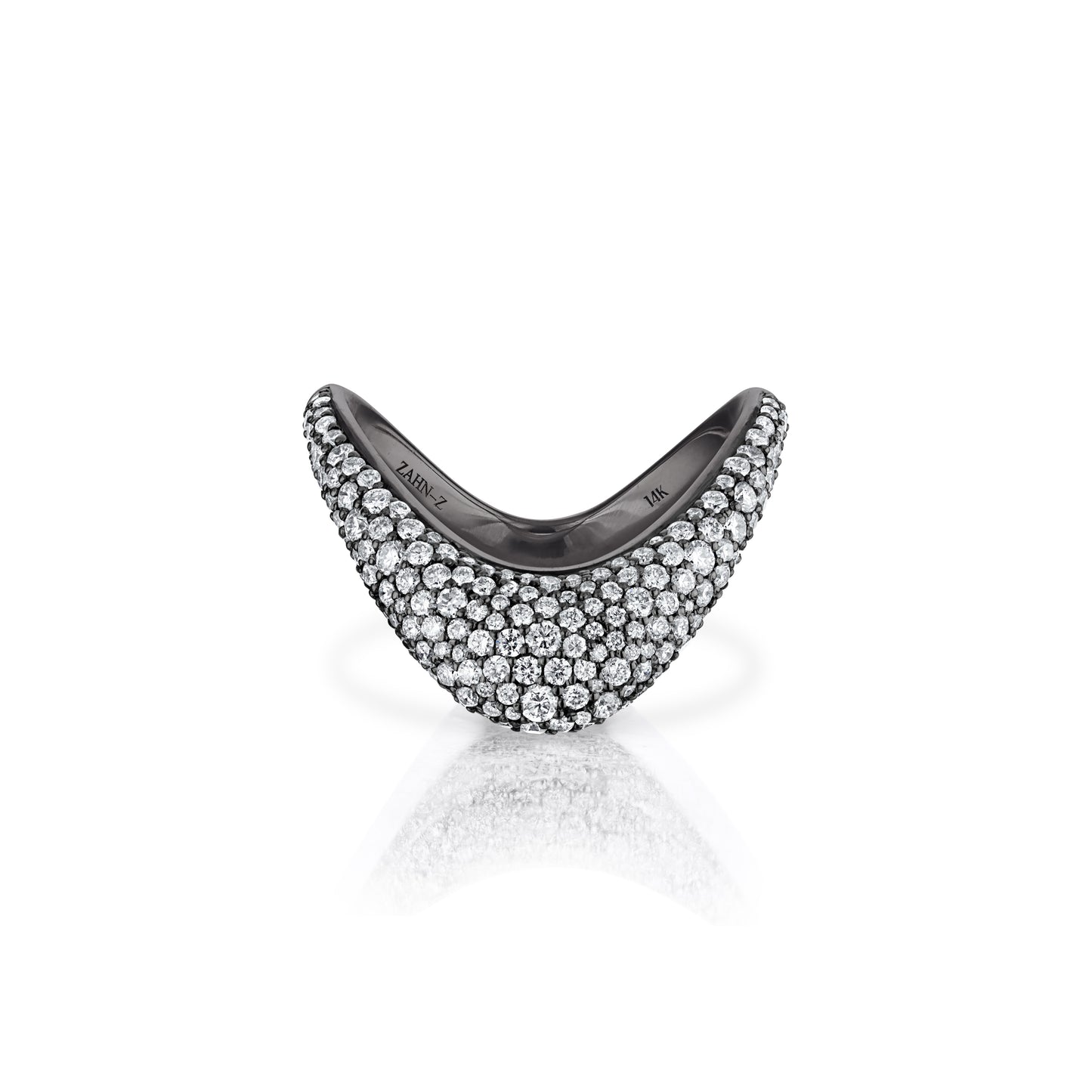 Petite ZAHA Unisex Pavé Blackened Platinum