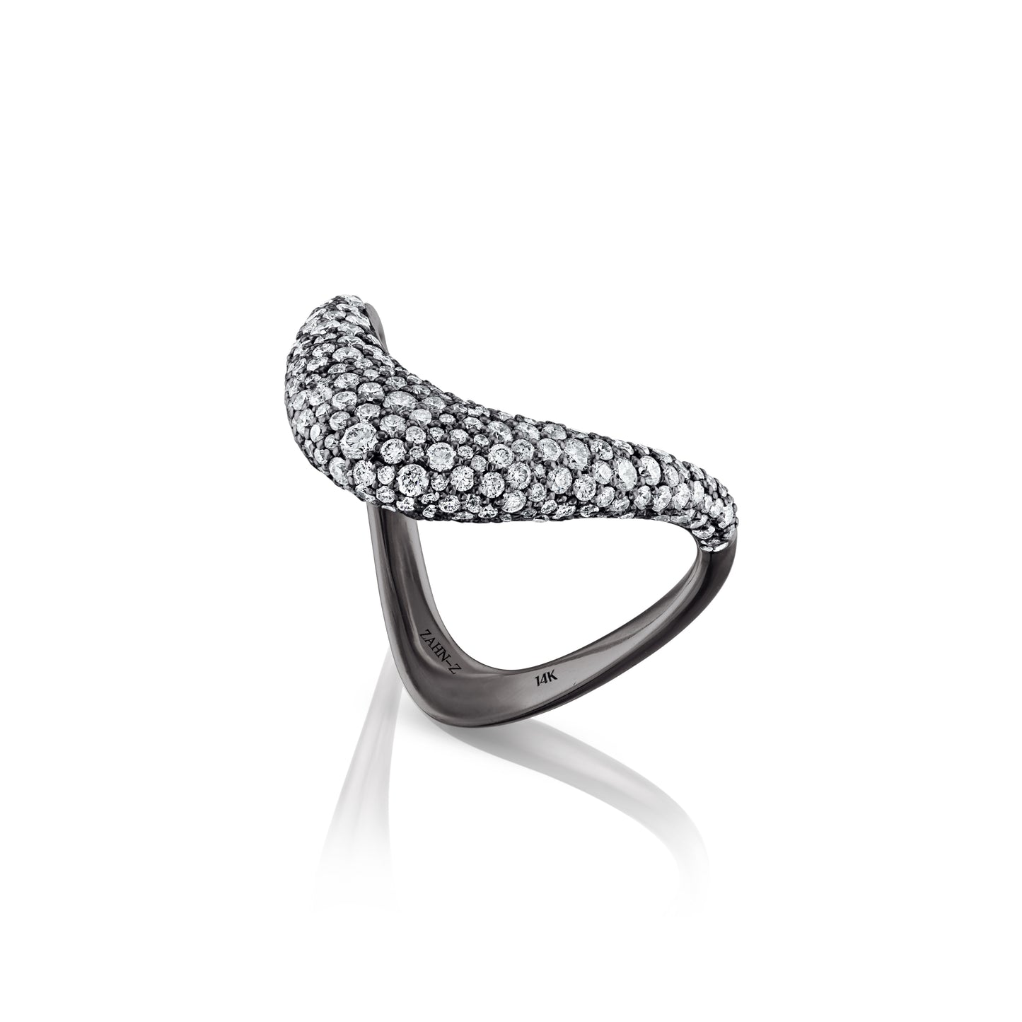 Petite ZAHA Unisex Pavé Blackened Platinum
