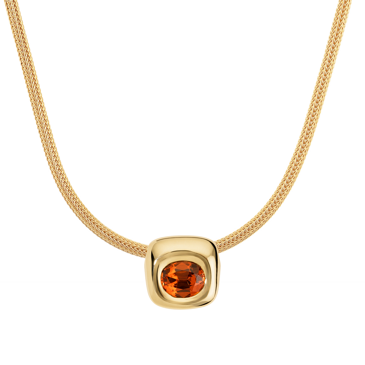 Beluga Slider Pendant Oval Cut Mandarin Garnet