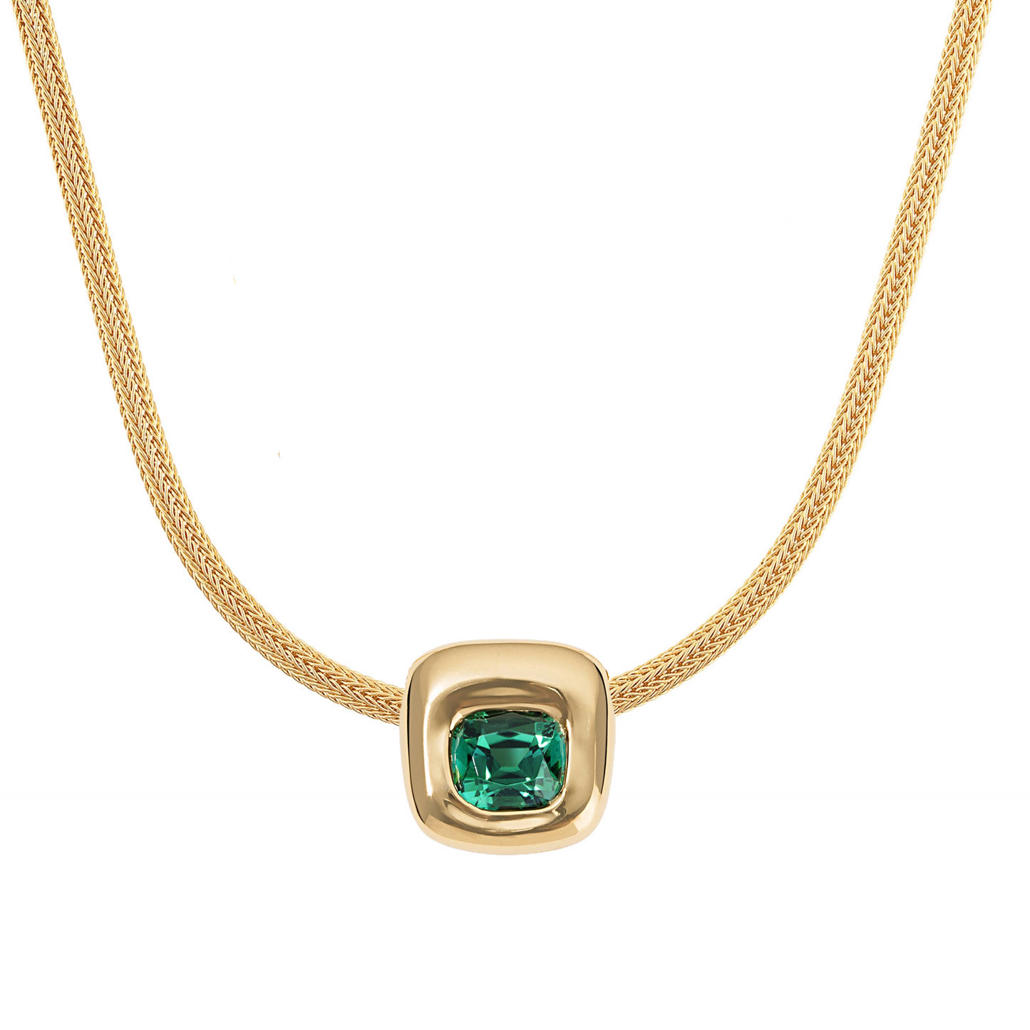 Beluga Slider Pendant Green Cushion Cut Tourmaline