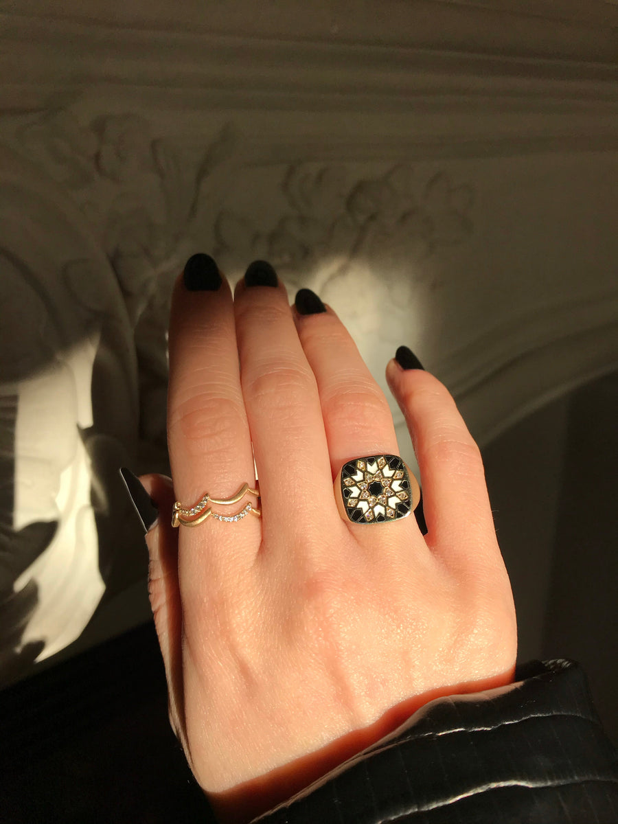 Mosaic Diamond Gold Ring 18k ZAHNZ Fine Jewelry