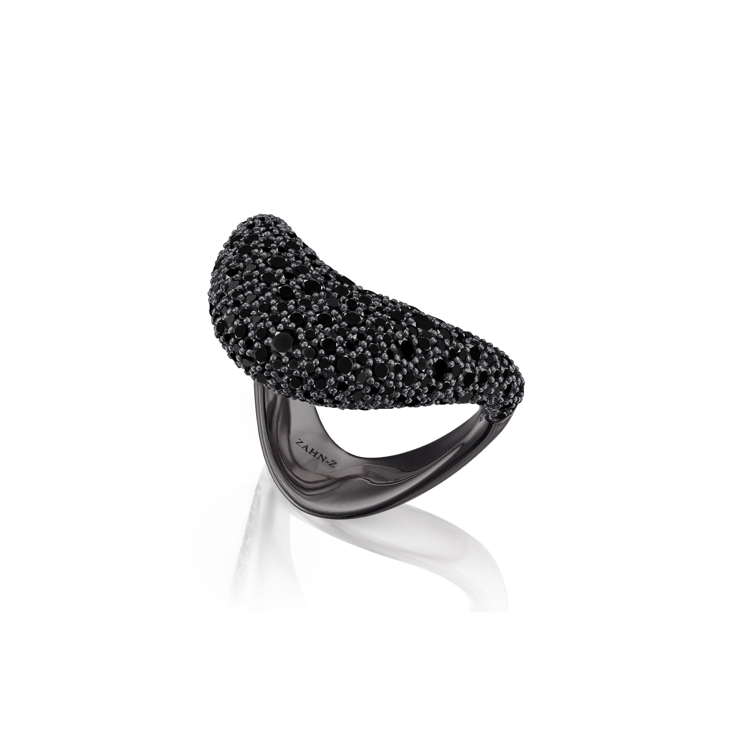 Big ZAHA Unisex Pavé Black Diamonds & Blackened Platinum