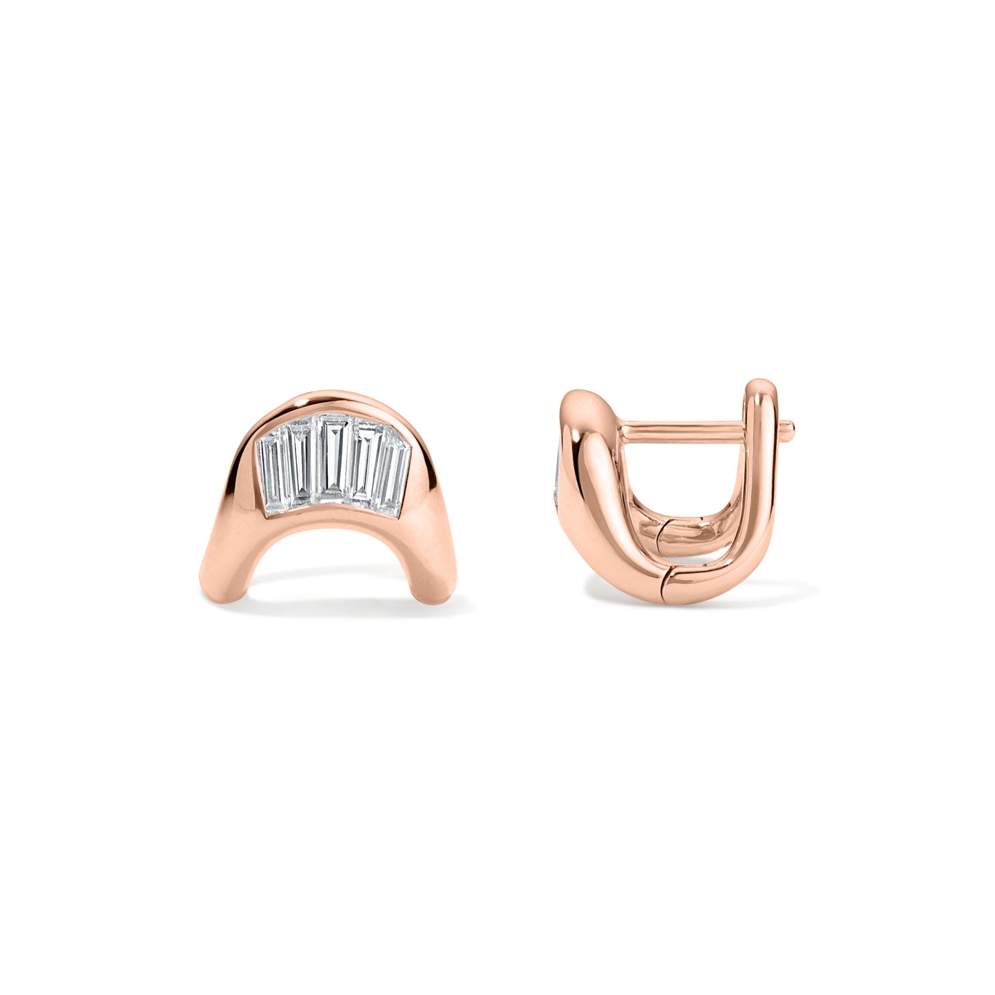 RTS Petite ZAHA Baguette Diamond Earrings 14k Rose Gold