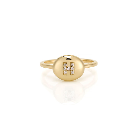 Diamond Initial Gold Ring - The Bean Initial - Chicago