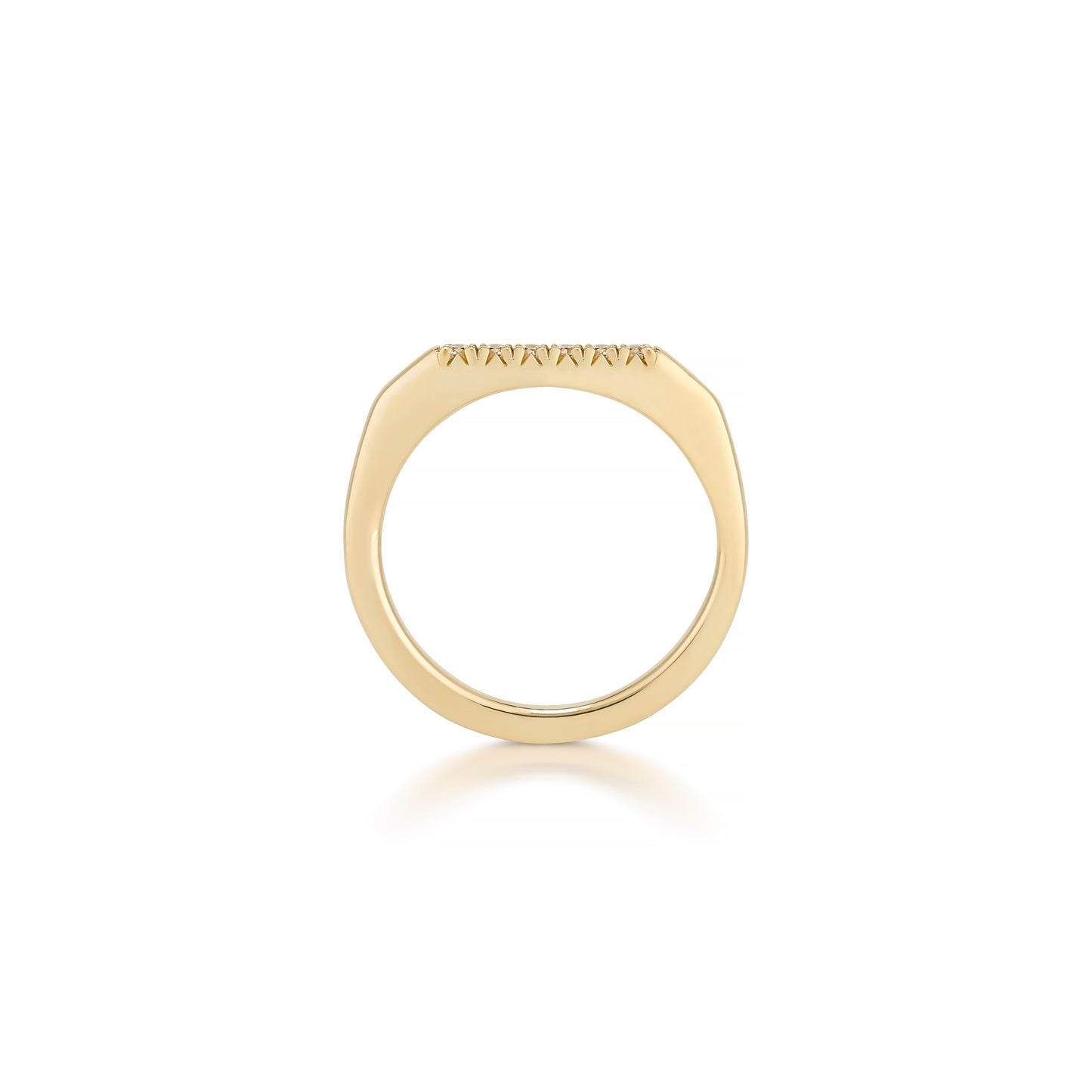 French Pavé Pinky Gold Diamond Ring - Cut Corners