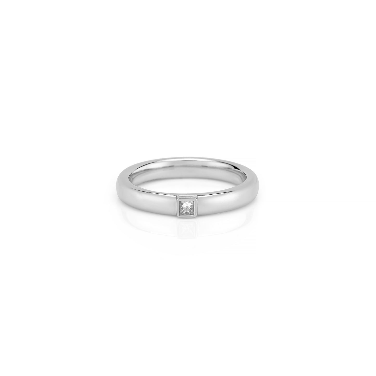 Single Princess Diamond Bezel Ring