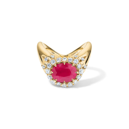 Big ZAHA Vintage Halo Oval Cut Neon Pink Spinel