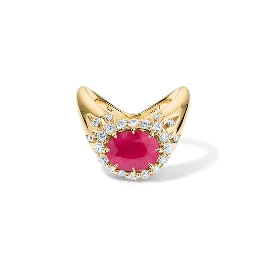 Big ZAHA Vintage Halo Oval Cut Neon Pink Spinel