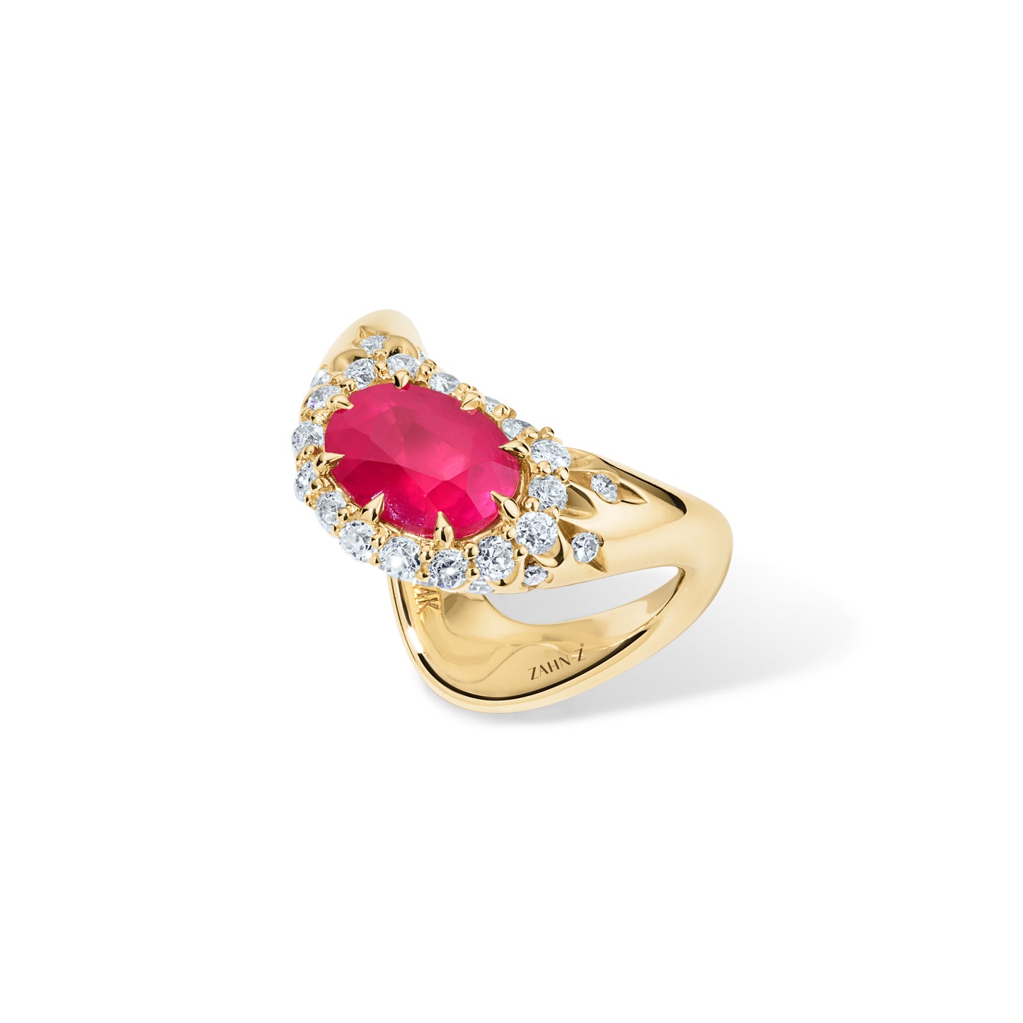 Big ZAHA Vintage Halo Oval Cut Neon Pink Spinel