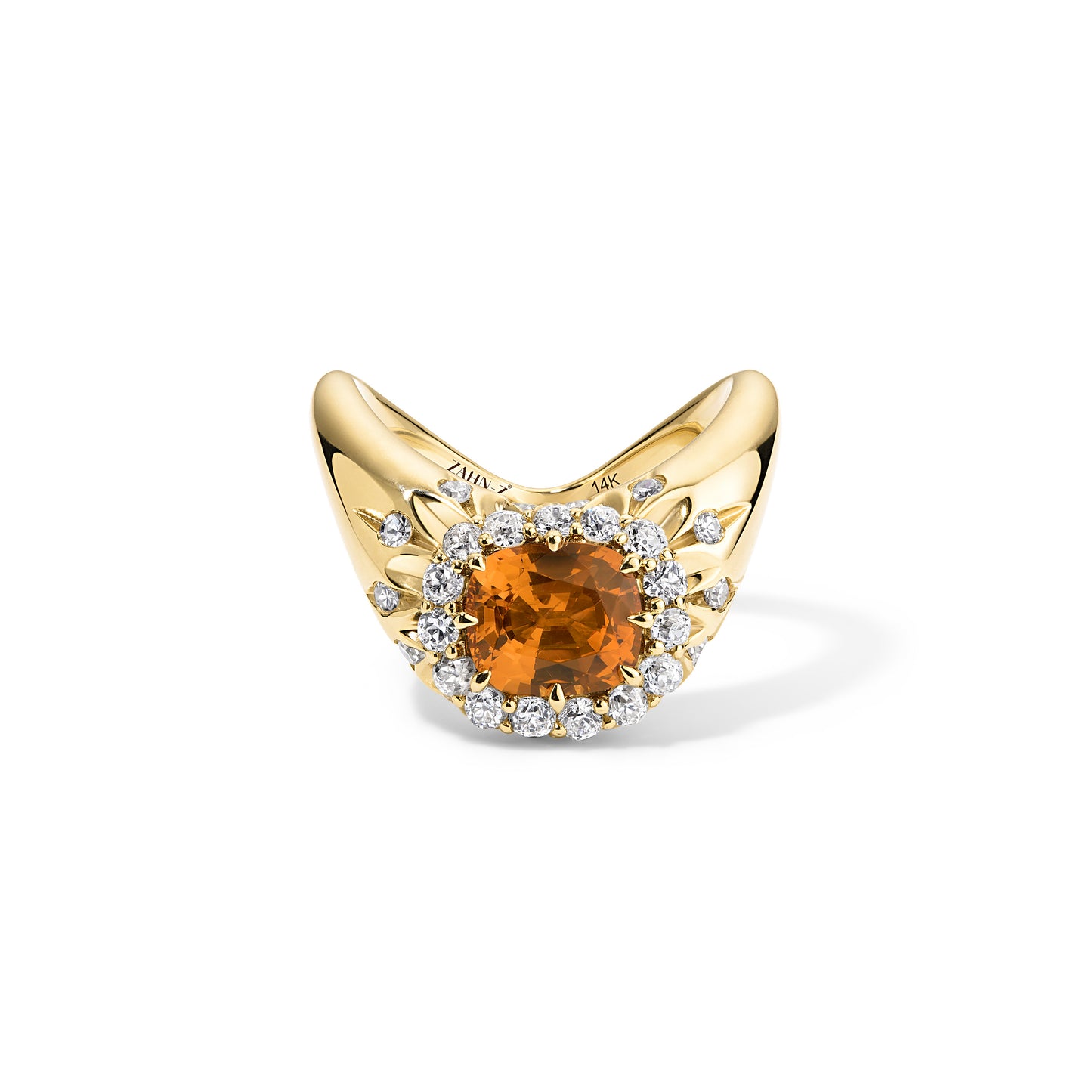 Big ZAHA Vintage Halo Cushion Cut Mandarin Garnet