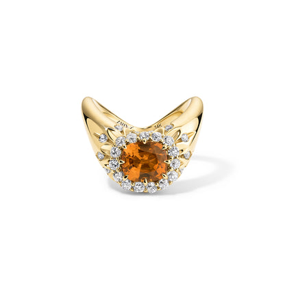 Big ZAHA Vintage Halo Cushion Cut Mandarin Garnet