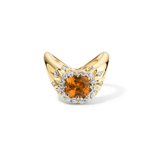 Big ZAHA Vintage Halo Cushion Cut Mandarin Garnet