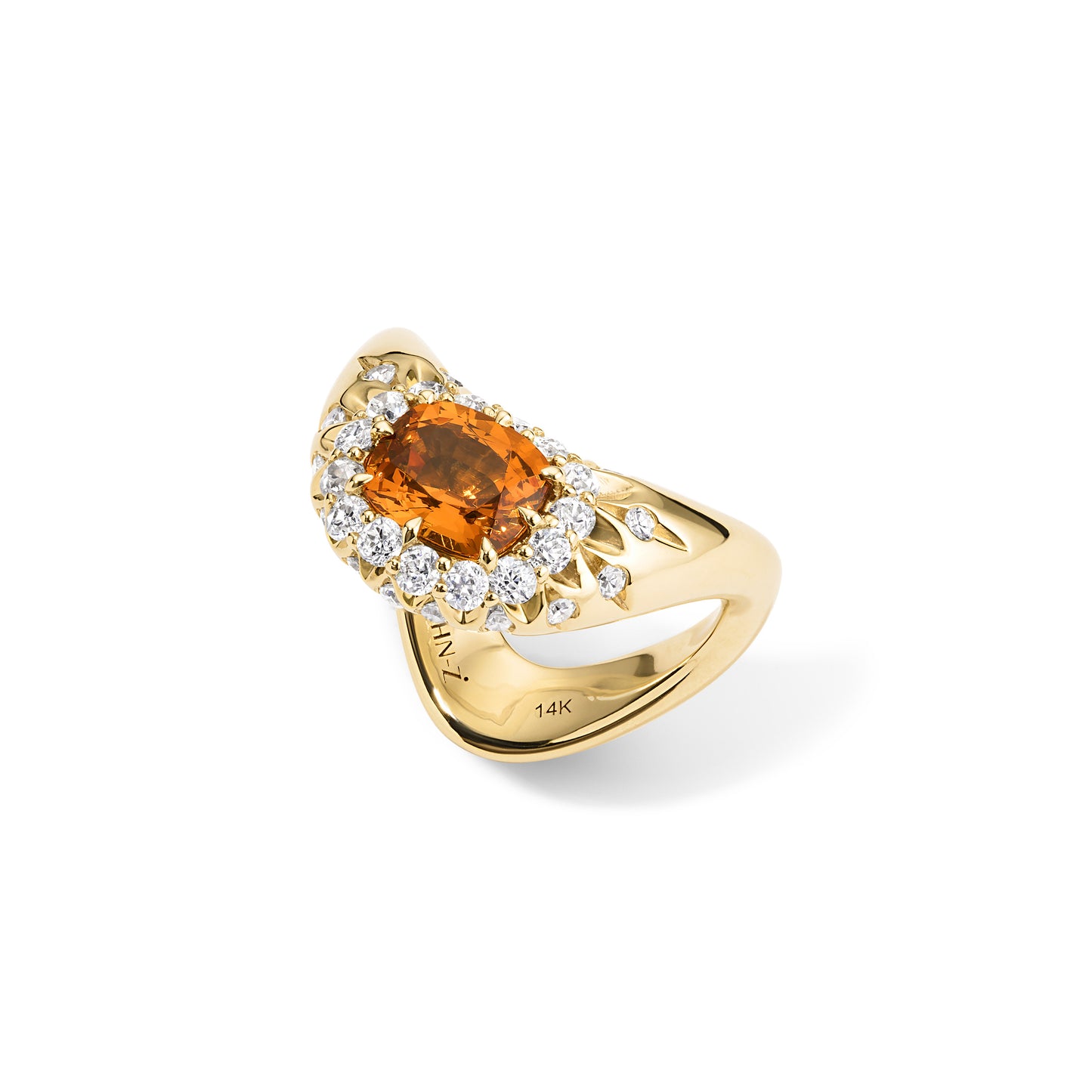 Big ZAHA Vintage Halo Cushion Cut Mandarin Garnet