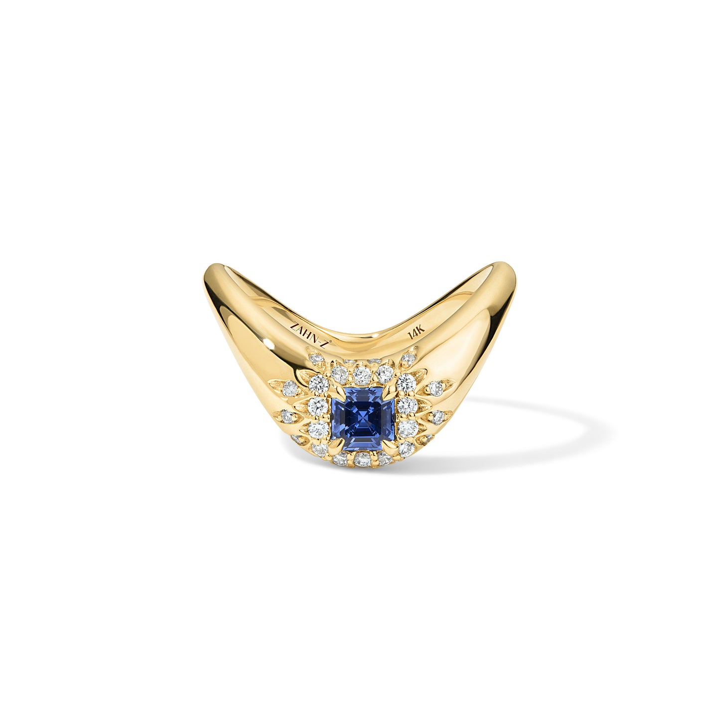 Petite ZAHA Vintage Halo Asscher Blue Sapphire