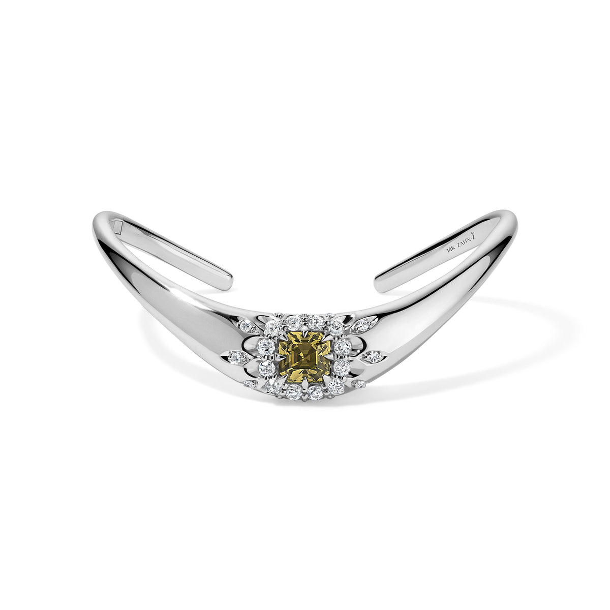 ZAHA Halo Asscher Cut Garnet Bangle