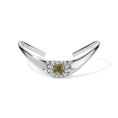 ZAHA Halo Asscher Cut Garnet Bangle
