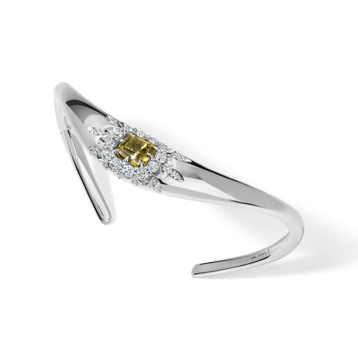 ZAHA Halo Asscher Cut Garnet Bangle
