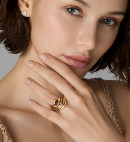 Beluga 03 Antique Oval Cut Brown Diamond Ring