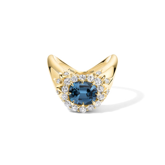 Big ZAHA Vintage Halo Cushion Cut Blue Spinel