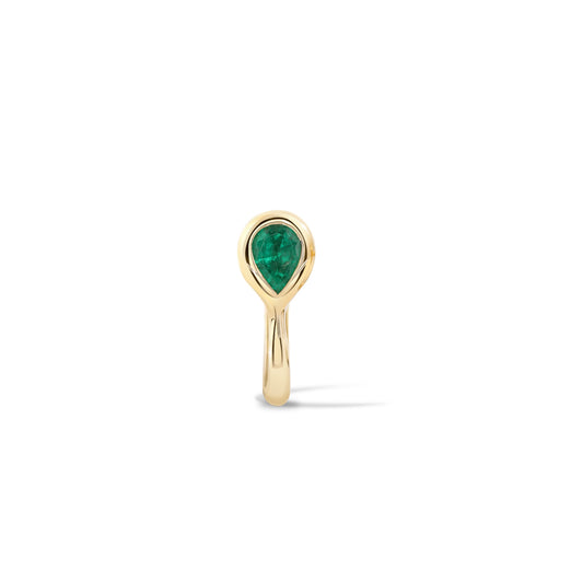 Beluga Pear Cut Emerald Mini Huggies