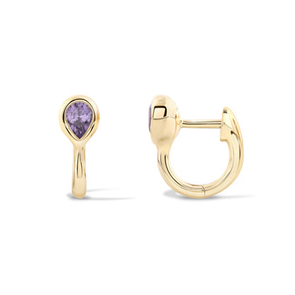 Beluga Pear Sapphire Mini Huggies