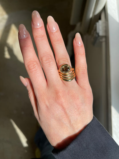 Beluga 03 Antique Oval Cut Brown Diamond Ring