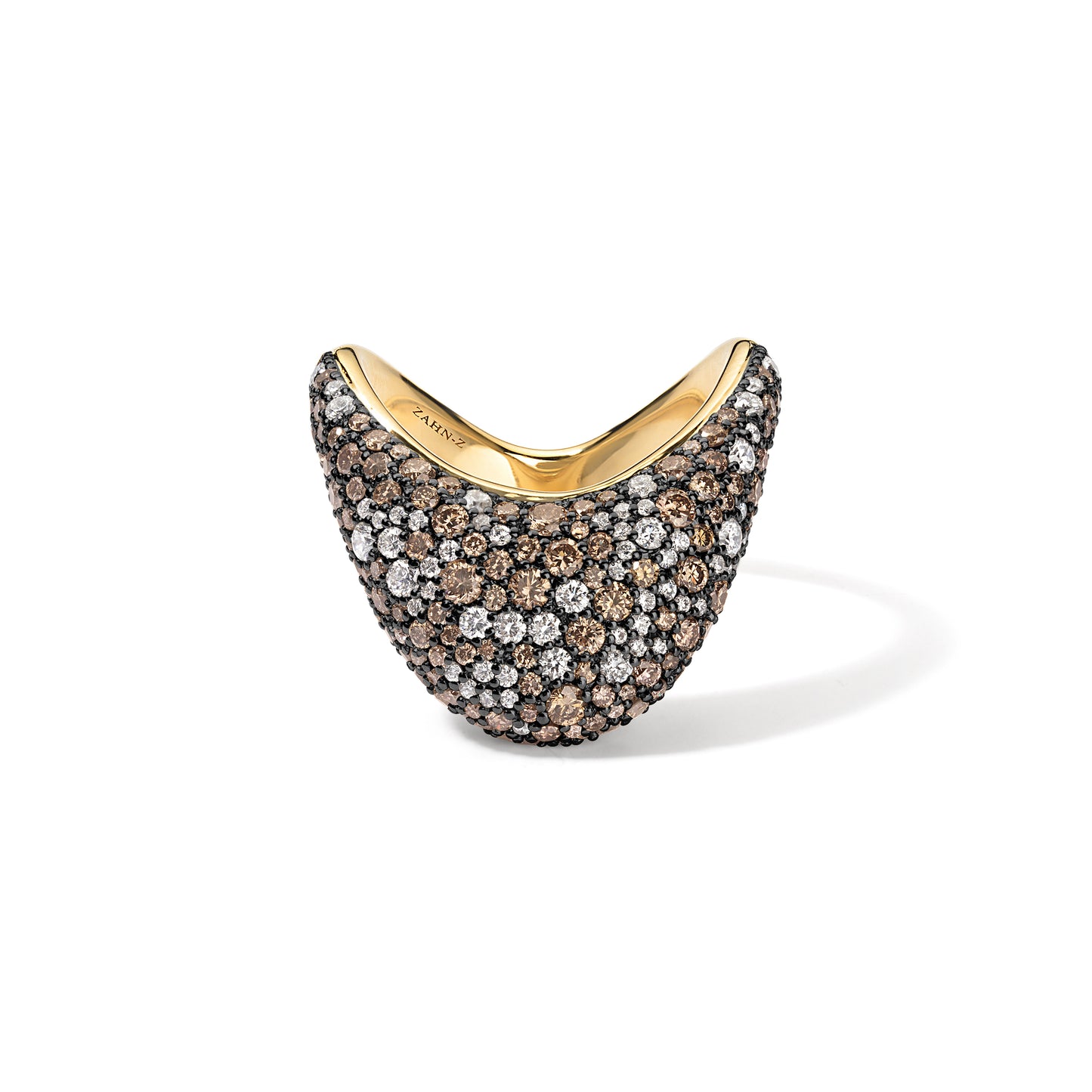 Big ZAHA Pavé Champagne & Black Rhodium