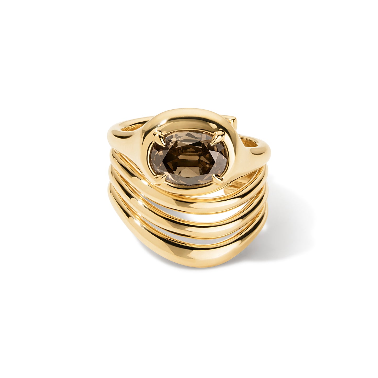Beluga 03 Antique Oval Cut Brown Diamond Ring