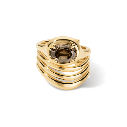 Beluga 03 Antique Oval Cut Brown Diamond Ring