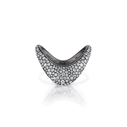 Petite ZAHA Unisex Pavé Blackened Platinum
