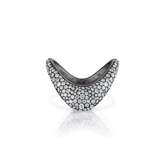 Petite ZAHA Unisex Pavé Blackened Platinum