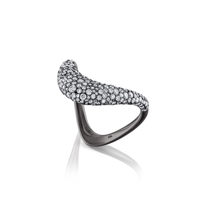 Petite ZAHA Unisex Pavé Blackened Platinum