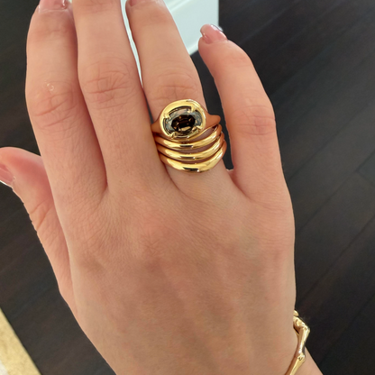 Beluga 03 Antique Oval Cut Brown Diamond Ring