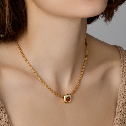 Beluga Slider Pendant Oval Cut Mandarin Garnet