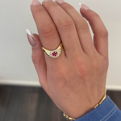 Petite Queen Z Vintage Halo Pink Spinel