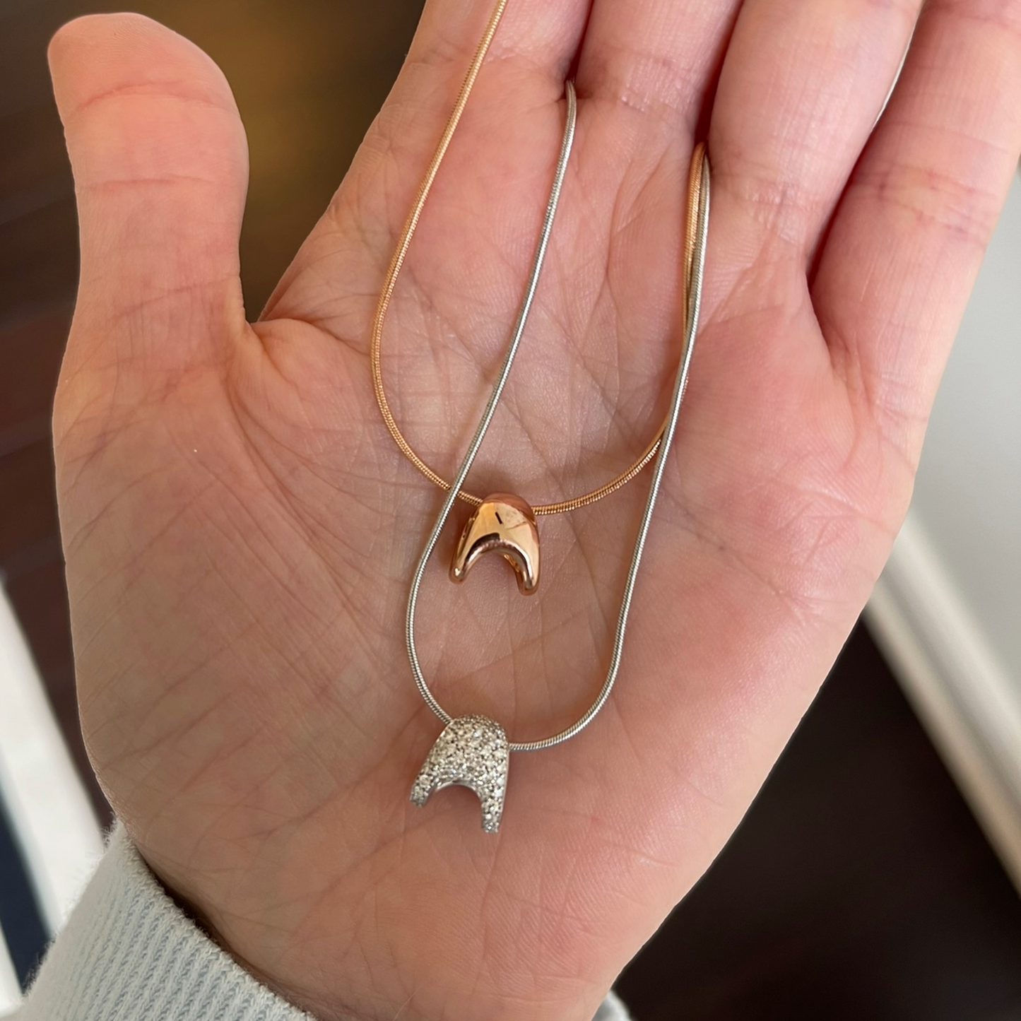 Petite ZAHA Pave Gold Slider & Chain