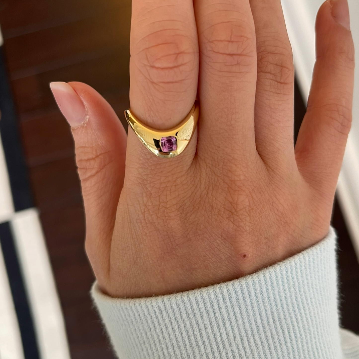 RTS - Petite Zaha Cushion Pink Sapphire - SZ 6.5 - 14KY