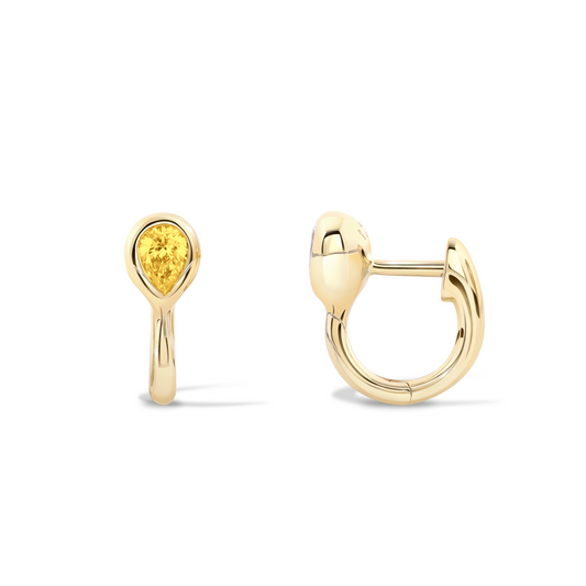 RTS Beluga Pear Yellow Sapphire Mini Huggies