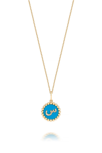 ZAHN-GY Arabic Initials Enamel Necklace