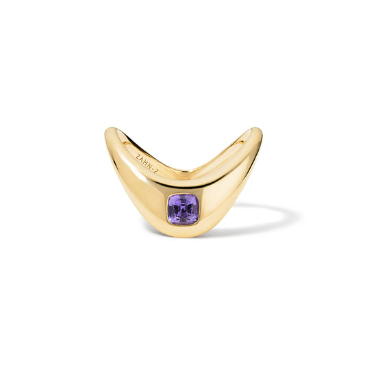 RTS - Petite Zaha Cushion Purple Sapphire - SZ 6.5 - 14KY