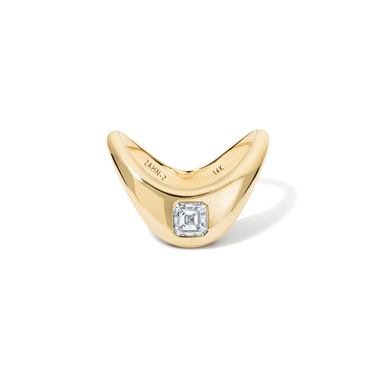 RTS - Petite Zaha 0.4CT Asscher Diamond - SZ 6.5 - 14K Yellow