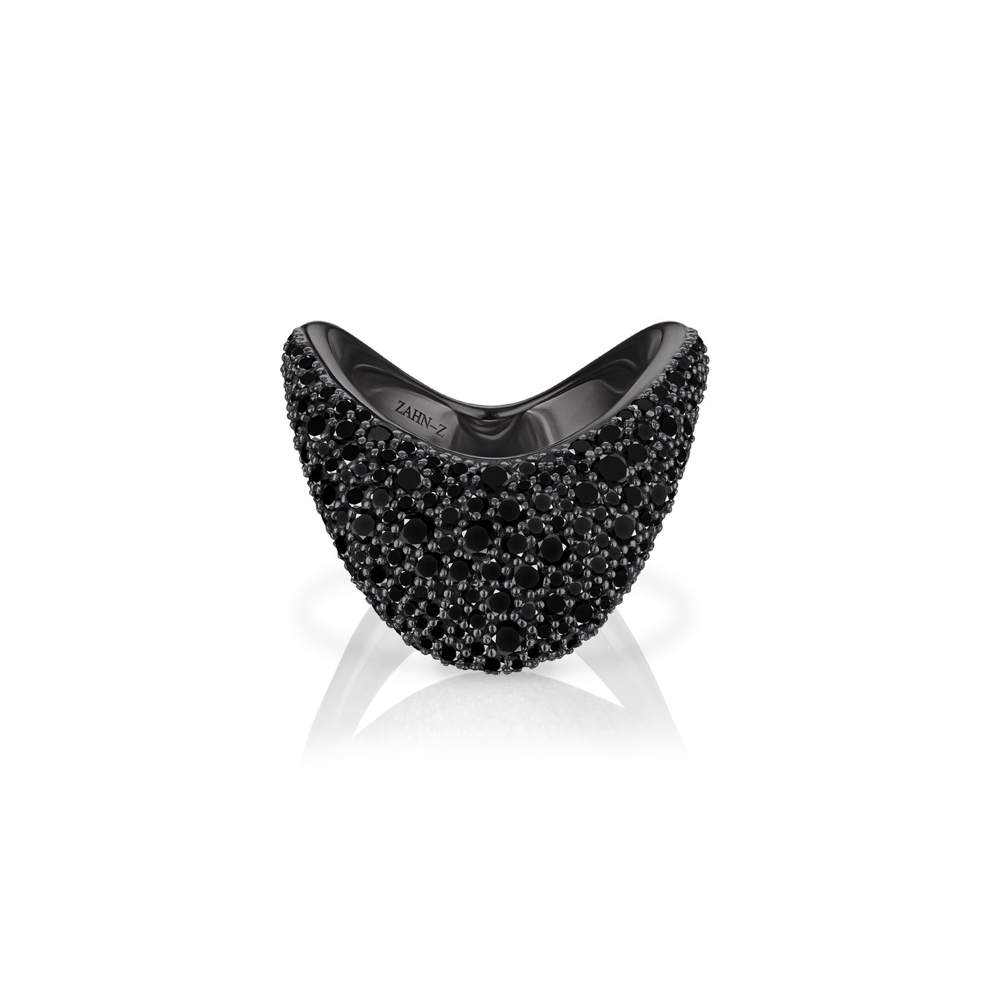 Big ZAHA Unisex Pavé Black Diamonds & Blackened Platinum