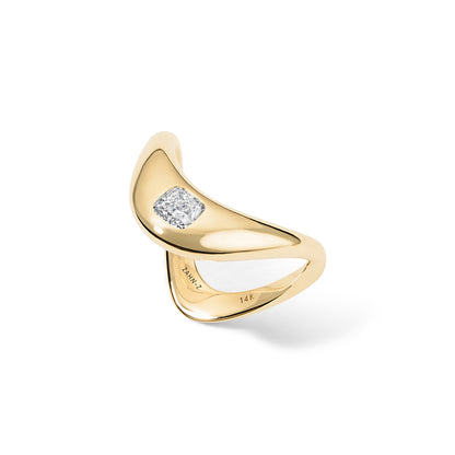 RTS - Petite Zaha 0.4CT Cushion Diamond - SZ 6.5 - 14K Yellow