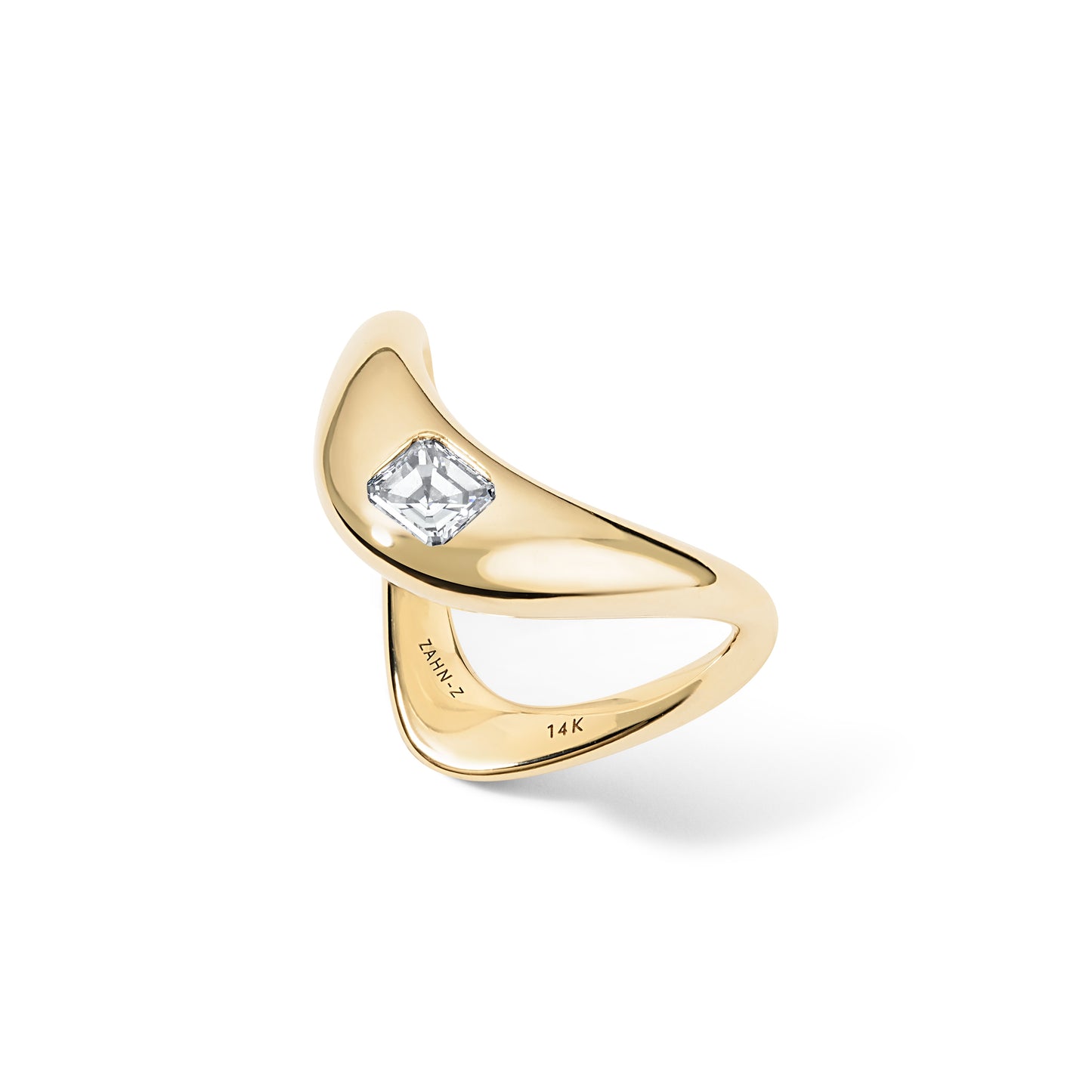 RTS - Petite Zaha 0.4CT Asscher Diamond - SZ 6.5 - 14K Yellow