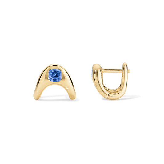 RTS Petite ZAHA Cushion Cut Blue Sapphire Earrings