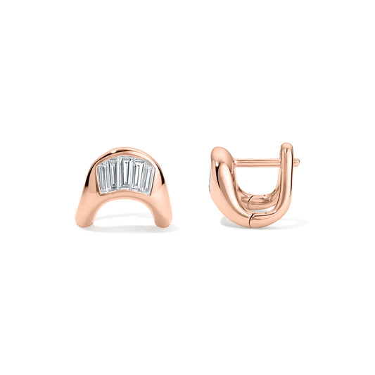 RTS Petite ZAHA Baguette Diamond Earrings 14k Rose Gold