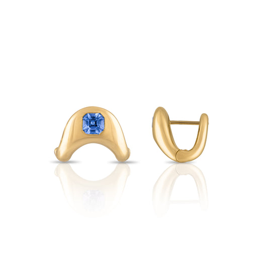 RTS Petite ZAHA Asscher Cut Blue Sapphire Earrings